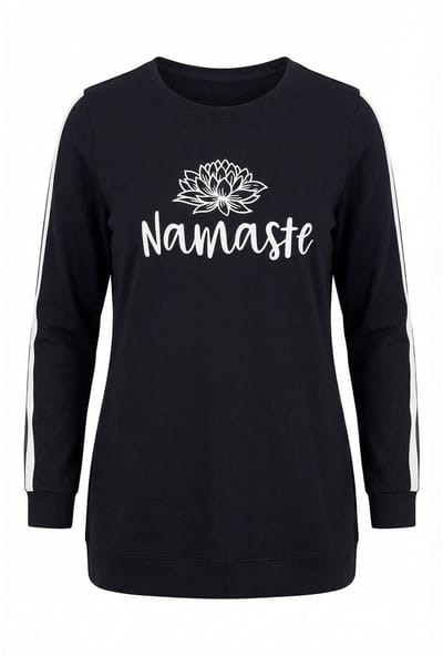 Angel of Style - Dames - Sweatshirt Comfort Fit Namasté-motief - Zwart - Maat 44