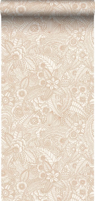 ESTAhome behang bloemtekeningen beige - 53 cm x 10.05 m - 139547