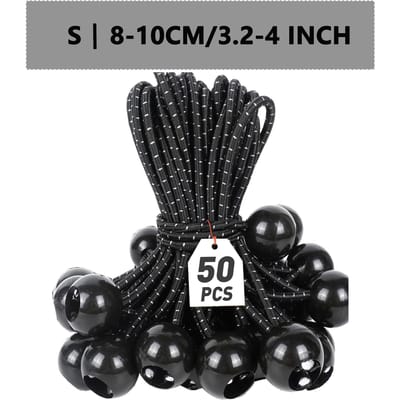 50 Pièces Cords Élastiques à Boule Robustes 4 6 9 Pouces Résistantes aux UV Attaches pour Bâche Tente de Camping Auvent