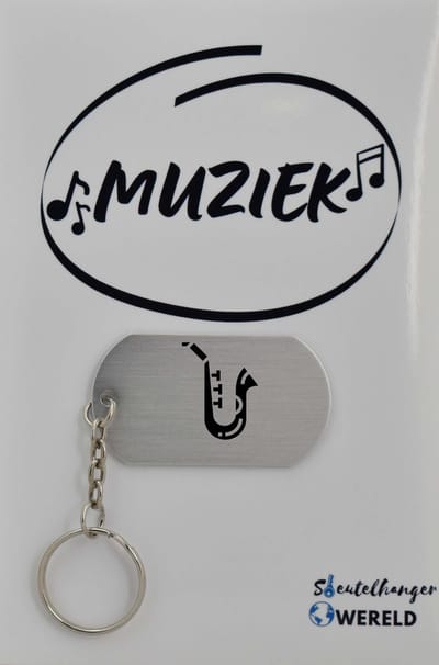 Saxofoon Sleutelhanger inclusief kaart - saxofoon cadeau – saxofoon - Leuk kado voor je vriend om te geven - 2.9 x 5.4CM