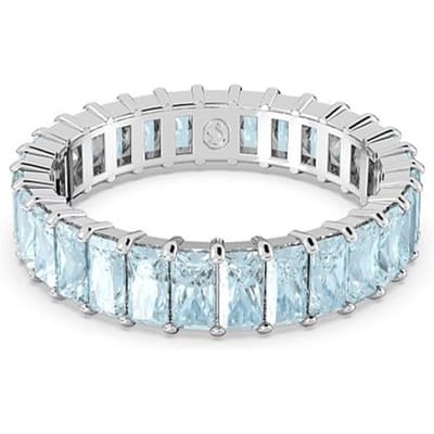 Bague Swarovski Matrix Zircone Cubique Coupe Rectangulaire Bague Femme Bleue 5661909 Box (Random Color),60 white