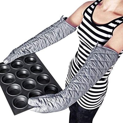 Dailygoods- Ovenwanten Hittebestendig - Extra Lange 58 cm - Katoenen Voering - Ergonomisch Vormgegeven - Comfortabel - Machinewasbaar - Keukenhandschoenen