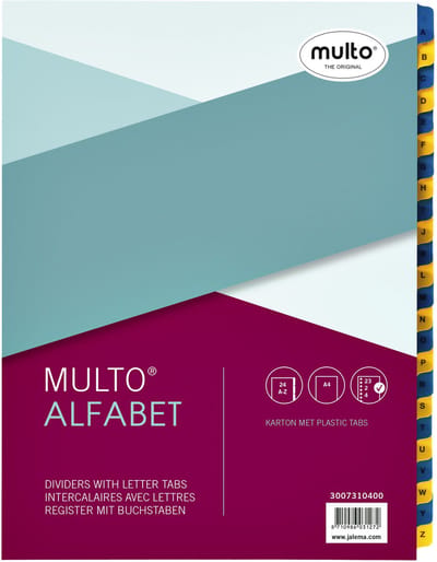 Tabs Multo A4 23-Ring 24-teilig A-Z blau/gelb Karton 170gr