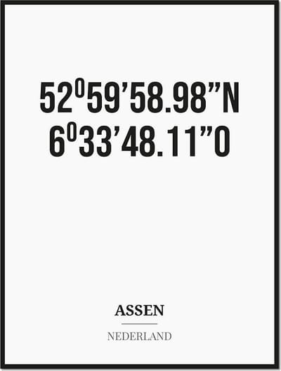 Poster/kaart ASSEN met coördinaten