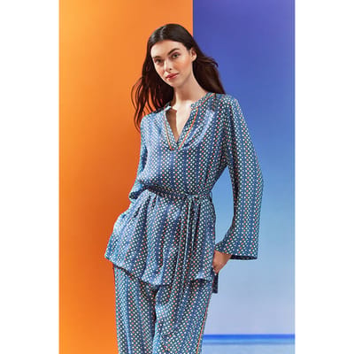 LK Bennett Lucia - Robe Navy Multicolor Maat: S | Badjassen Outlet | Dames | Blauw