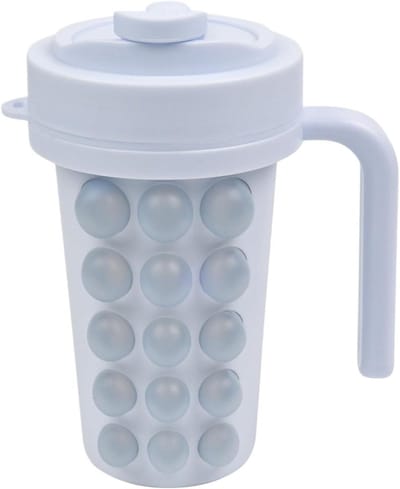 Beker IJsvorm - Knijptray voor de vriezer met rietje | Kleine Bubbel IJsmaker Beker Met RVS Binnenkant - Voor Koffie, Buiten, Kamperen, Picknick, Feest, Familiebijeenkomsten, Whisky, Cocktails, Thee