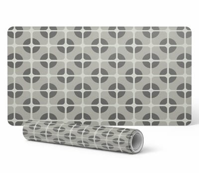 Grafische bureauonderlegger voor thuis en op kantoor met geometrisch retropatroon, 90x45 cm