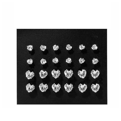 12-delige Set Stud / Strass Oorbellen - Hartje | Metaal/Bijoux | Fashion Favorite