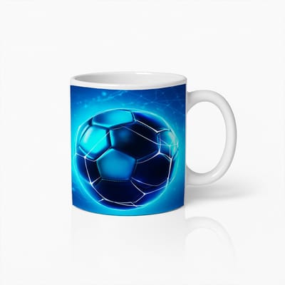 3D Blauwe Voetbal Mok – Sportieve Koffiebeker voor Voetbalfans en Spelers