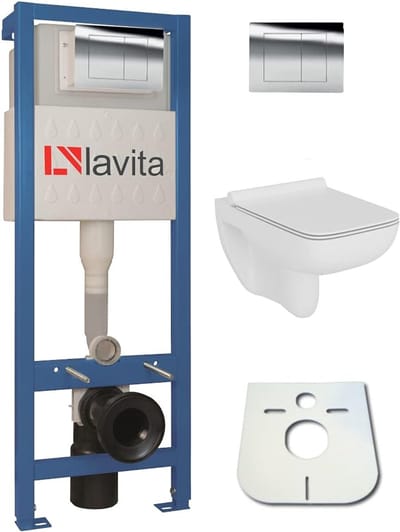 Toilet Compleet Set - Wandtoilet Set - Badkamer Installatie - Spoelrandloos Ontwerp - Zwart