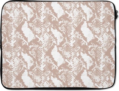 Laptophoes 15.6 inch - Dierenprint - Slang - Schubben - Pastel - Laptop sleeve - Binnenmaat 37x26 cm - Zwarte achterkant
