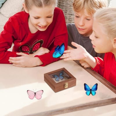 Monstervitrine Houten Doos - Sieraden Opberger - Collectie Presenteren - Verstelbaar Deksel - 6.2 x 12.3 cm - Natuurlijk Hout