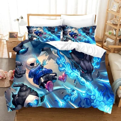 Undertale Sans Beddengoed Set Cartoon 3D Dekbedovertrek Sets Dekbed Beddengoed Twin Maat Queen Afmeting King Maat Twin Maat Maat Maat Mode Luxe EU Single 135x200cm