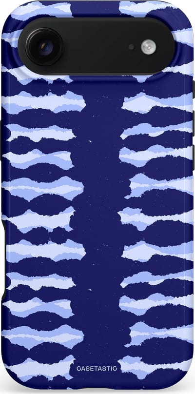 Casetastic hoesje geschikt voor Apple iPhone Air - MagSafe - Dubbellaagse bescherming - Golven in blauw - Fashion Case - Donkerblauw Lavendel Lichtgrijs