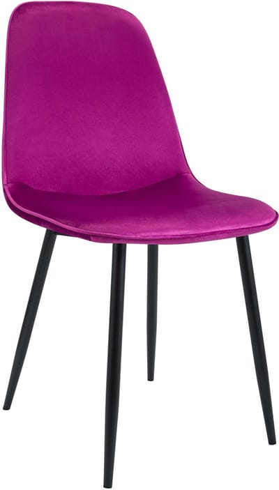 CLP Maryam Eetkamerstoel - klassiek - met rugleuning - zwart metalen frame - belastbaar tot 150 kg - Fluweel/purper