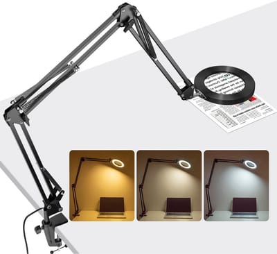 MKSS® Vergrootglas met Verlichting - Vergrootglas op Standaard - Loep - Vergrootspiegel voor Volwassenen en Kinderen - Zwart