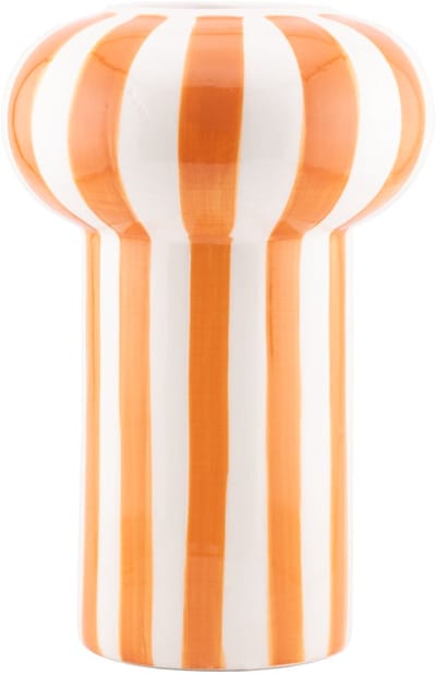 HomeBound by KY | Vaas keramiek Funnel striped oranje | bloemenvaas