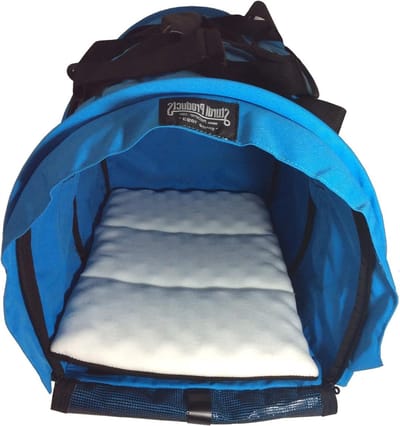 Reisbench Huisdieren - Draagbare Bench - Reizen - Flexibele Hoogte - XL 50x40x30cm - Blauw