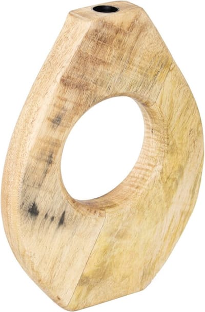 Houten kaarsenstandaard donut naturel