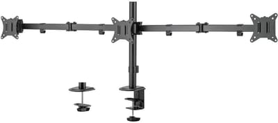 SAVI®Monitorarm 3 schermen - Muurbeugel - Klemdoorvoertule - Zwart - 144cm x 15cm x 55cm