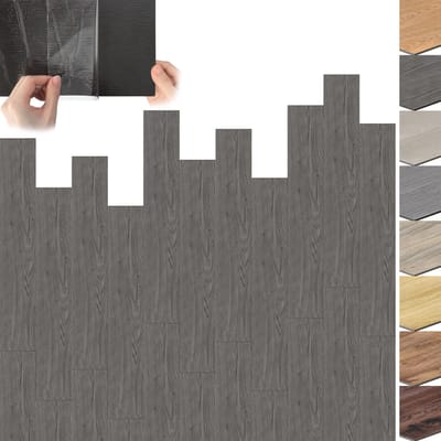 Froadp PVC-vloerbedekking 7,5 m² in donkergrijs tegels Vinylvloer kliksysteem Vinyl vloerbedekking met houteffect voor vloerverwarming 54 tegels