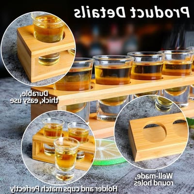 Set van 6 Shotglazen van 30 ml met Tray en Glazenhouder voor Feestjes en Gezellige Avonden