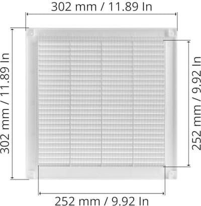 Ventilatierooster Cover - 300 x 300 mm met Muggennet