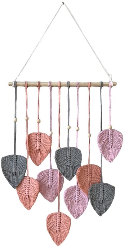 Dailygoods- Tapijt Boheemse Stijl 62x40 cm - Wandtapijt - Muurdecoratie - Geweven Bladveer - Polyester - Inclusief Kwastje Hanger