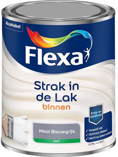 Flexa - Strak In De Lak Binnenlak Mat - Mooi Blauwgrijs - Mengverf - 750 Ml