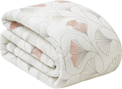 HappyBed Dekbed zonder overtrek 240x200 - 100% Katoen - Wasbaar All year dekbed enkel - Bedrukt dekbed zonder hoes - Hoesloos Dekbed - Lits Jumeaux - Pink stems