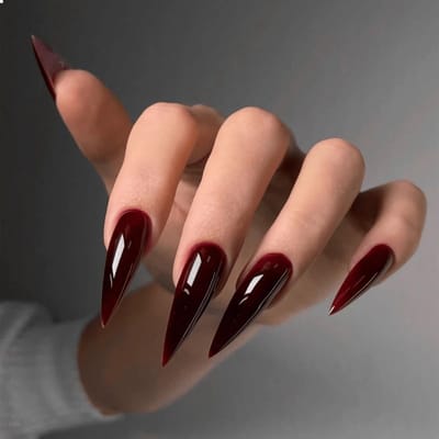 Dailygoods- Press-on Nagels 24 Stuks - Lange Kunstnagels - Donkerrood Acryl - Herbruikbare Plaknagels - Inclusief Nagelvijl - Hoge Kwaliteit