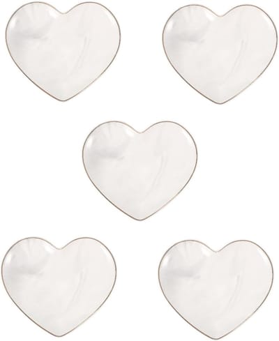 Keramische Sieraden Schaal - Hartvormige Schaal - Sieraden Opbergen - Set van 5 - 14 cm - Lichtgrijs