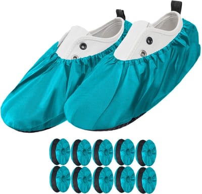 FEROCITY - Schoenovertrekken - Antislip, herbruikbaar - Unisex - Erwachsene - EU 38-45, 5 paren - Polyester - Blauw