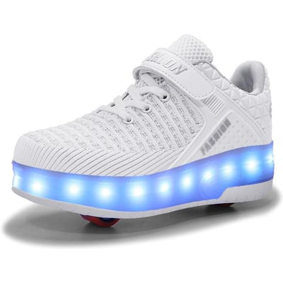 Nieuwe Runaway Schoenen Oplaadbare Lichtgevende Schoenen LED Verlichting Kinderen Volwassenen Skates met Wielen 39 white