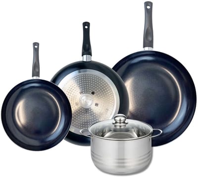 Set van 3 Koekenpannen 24, 28 en 32 cm en 1 braadpan 20 cm Elo Prima Brillant