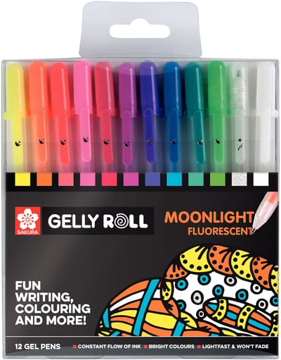 Gelschrijver Sakura Gelly Roll Moonlight fluorescent set à 12 kleuren | 6 stuks