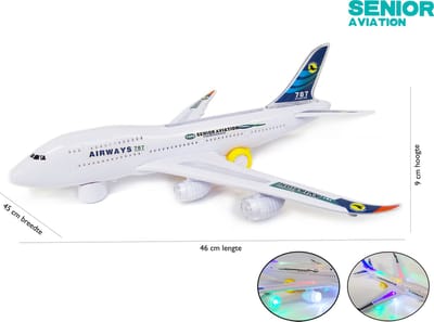 Speelgoed vliegtuig 59CM - Senior Aviation Airways 787 - LED licht + vliegtuiggeluid en kan bewegen (incl. batterijen