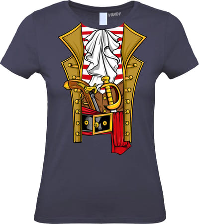 Dames t-shirt Piraten Kostuum | Carnavalskleding dames | Carnaval Kostuum | Foute Party | Navy Dames | maat XS