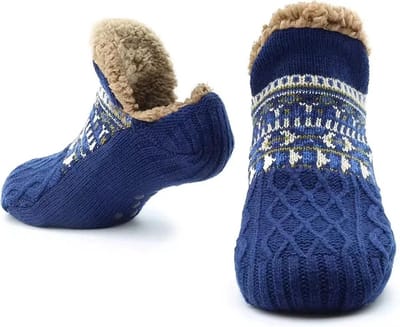 WiseGoods Premium Pantoffel Sokken Antislip - Winter Sokken Warm & Zacht - Huissokken Thermisch - Comfort - Blauw Maat 35-39