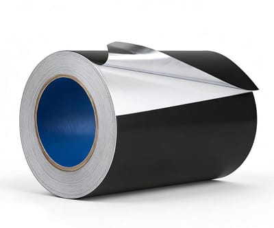 EXLECO Aluminium plakband, zwart, 200 mm x 50 m, hittebestendig, 0,07 mm dik aluminiumfolie, waterdichte metalen band, zelfklevend met scheidingspapier als uitlaatafdichtband, dampblokkering