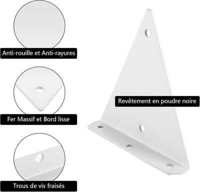 Set van 4 Driehoekige Plankdragers Wit 140x130mm | Zwevende Planksteunen, Onzichtbare Plankbeugels, Discrete Plankondersteuning