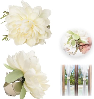 VHV - Gordijnophouders - Gordijn accessoires - Set van 2 - Embrasses - Decoratief - Verstelbaar - Voor woonkamer en slaapkamer - Wit