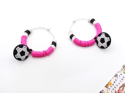 Jeannette-Creatief® - Holland - Voetbal - Zilveren Oorringen - Fifa Oorbellen - Oorbellen dames - Oorbellen voetbal - Roze oorbellen - Oorbellen - Katzuki kralen - kralen - Voetbal - Holland - Rood Wit Blauw - Oranje - Big Hoops - Grote Oorringen