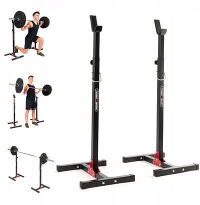 Marbo Sport - Haltersteunen set - Squat Rack - MH-S201 - Verstelbaar - Voor squats, bankdrukken en halterstandaard - Krachttraining en thuisgym en Home Gym - Max. 250 kg - Zwart-rood