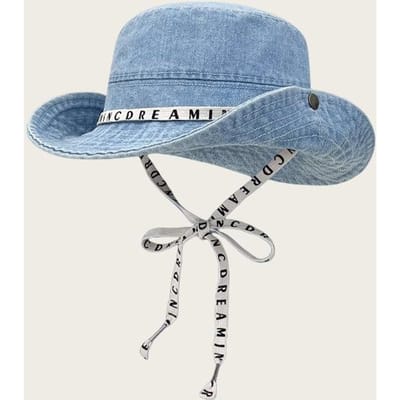 1 Stuks Unisex Gewassen Retro Bucket Hoeden, Buiten Casual Cowboy Zon Bescherming Hoed Voor Wandelen, Vissen, Dagelijks Gebruik Mannen Zomer Hoeden hemelsblauwe kleur
