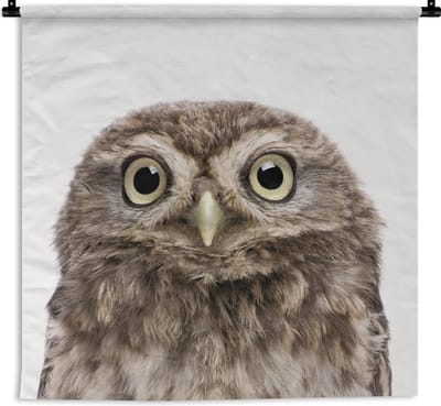 Wandkleed Animalprintshop - Uilskuiken - Portret dierenprint kinderkamer Wandkleed katoen 90x90 cm - Wandtapijt met foto