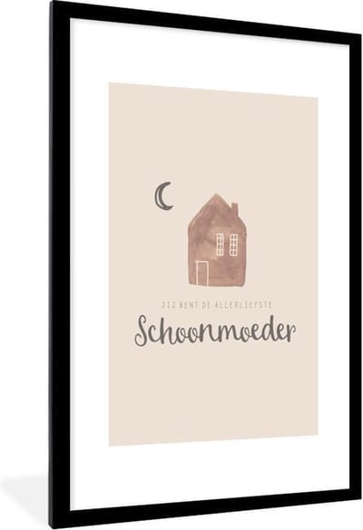 Fotolijst inclusief poster - Posterlijst 80x120 cm - Posters - Jij bent de allerliefste schoonmoeder - Quotes - Spreuken - Schoonmoeder - Foto in lijst decoratie - Cadeau voor moeder - Moederdag cadeautje