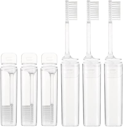 Tandenborstels - 6 stuks - Reistandenborstels - reis-tandenborstels - Draagbare - Opvouwbare - Ruimtebesparend - Met Koker - transparant - stofbestendig - Zachte handtandenborstels voor op reis
