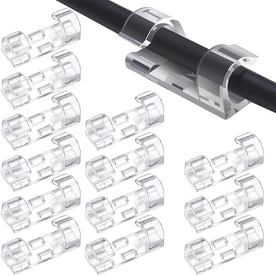Dailygoods- Kabelclips 40 Stuks - Zelfklevende Kabelbinders - Kabelklemmen - Kabelhouder met Sterke Kleefpads - Kabelbeheer - Voor Wandkantoren/Auto's