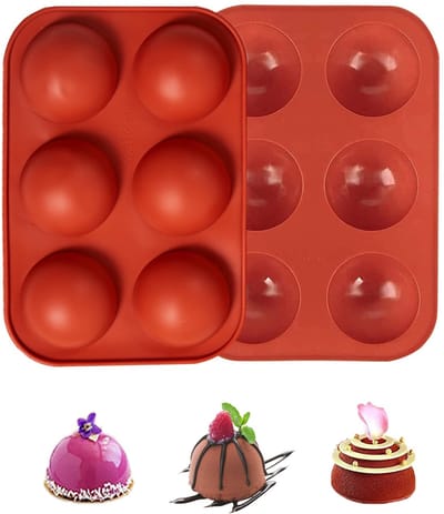 Dailygoods- Chocolademallen Halfrond - Siliconen Bakvormen - 6 Gaten Ø 5cm - Duurzaam - Antiaanbaklaag - Geschikt voor Koelen/Bakken - Siliconen Bakvorm